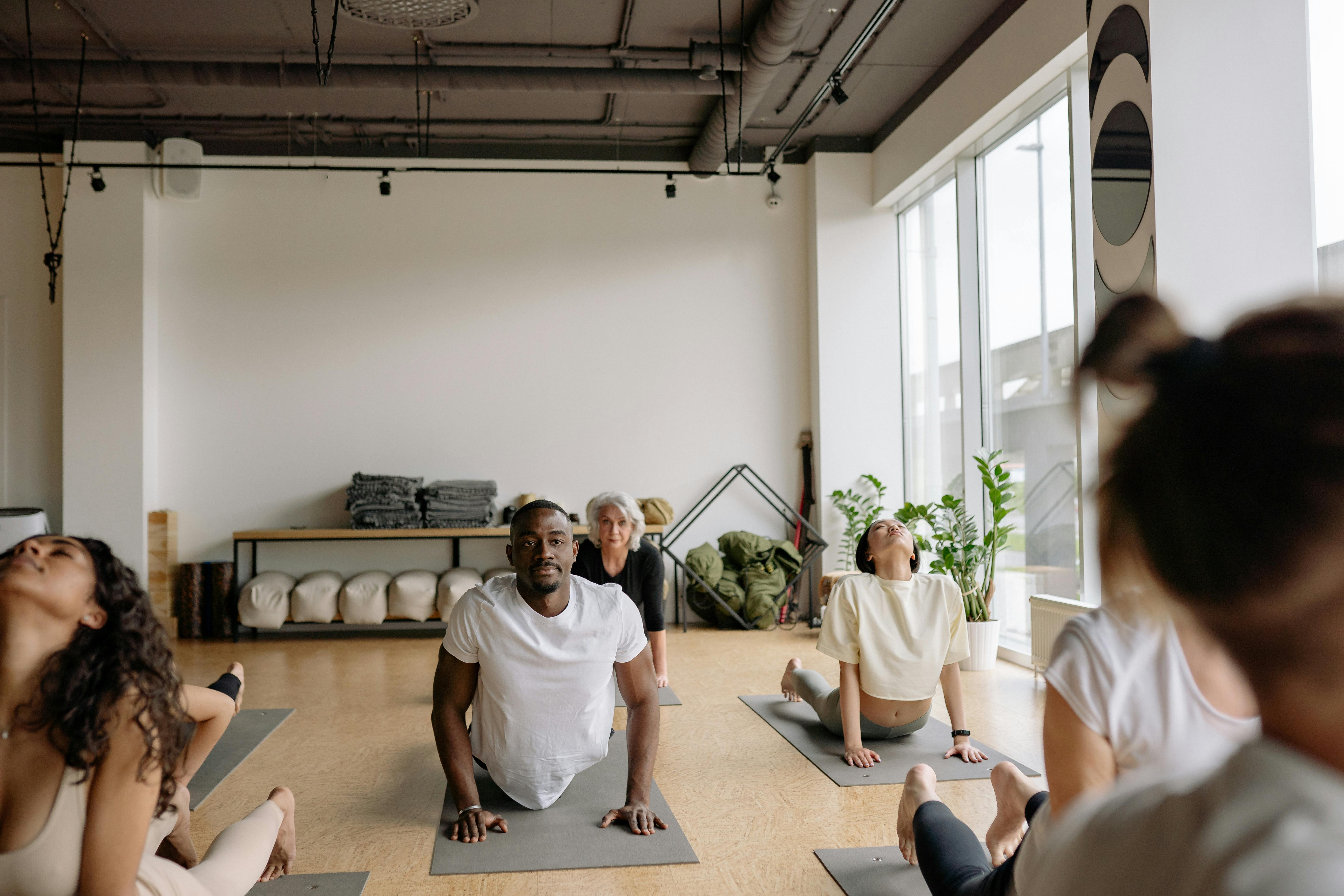 Yoga students practicing together
